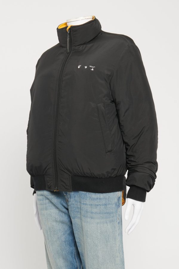 Black Yellow Reversible Pivot Puffer Preowned Jacket Sale