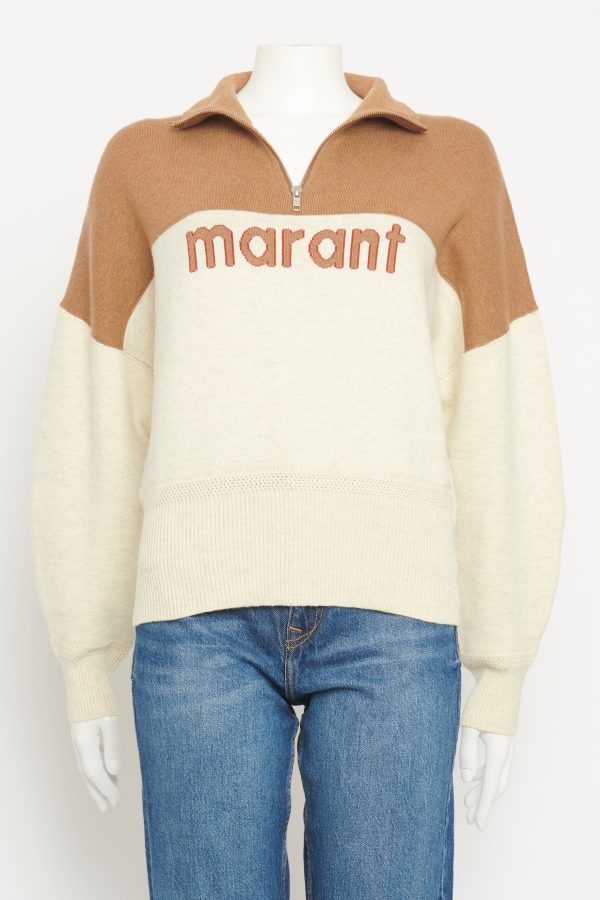 Camel and Cream Linn Preowned Sweatshirt Online Sale