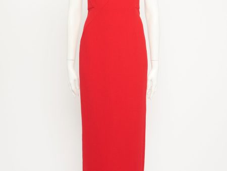 Red Origami Wool Midi Preowned Dress For Sale