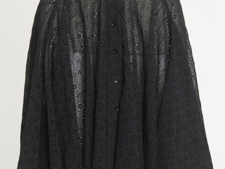 Black Broderie Anglaise Semi Sheer Preowned Skater Skirt Online Sale