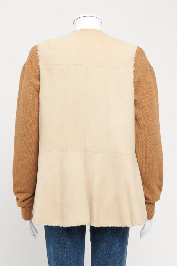 Beige Reversible Shearling Lined Vest Hot on Sale