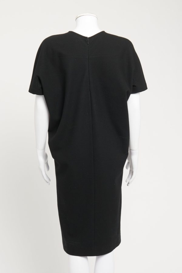 Black Wool Blend Preowned Midi Dress Fashion