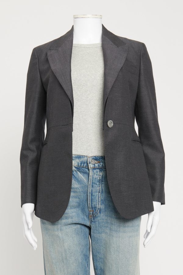 Grey Single Breasted Preowned Blazer For Discount