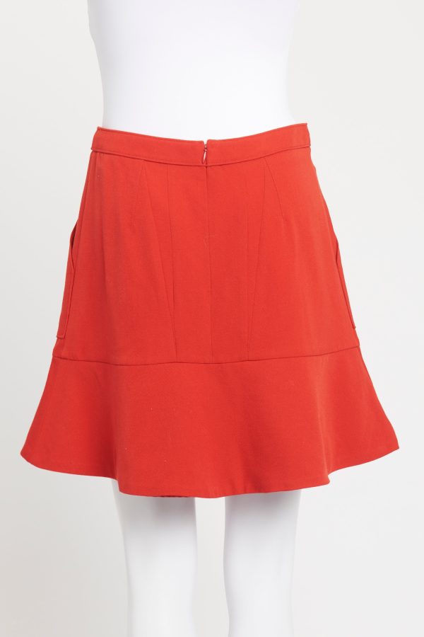 Red Wool Preowned Ruffle Shorts on Sale