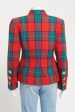 1990 s Red Wool Blend Preowned Tartan Blazer Online Hot Sale