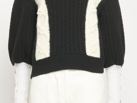 2021 Black & White Wool & Cashmere Preowned Round Neck Logo Jumper For Discount