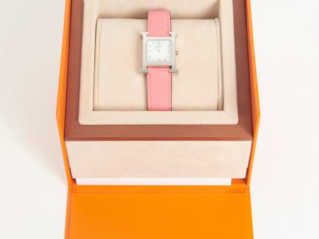 Timepiece Heure H 25mm Stainless Steel Preowned Pink Leather Watch Online Sale