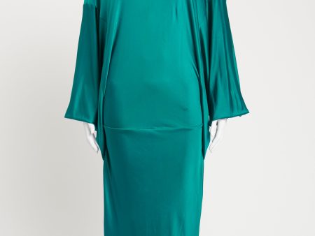 Teal Draped Preowned Midi Dress Online now