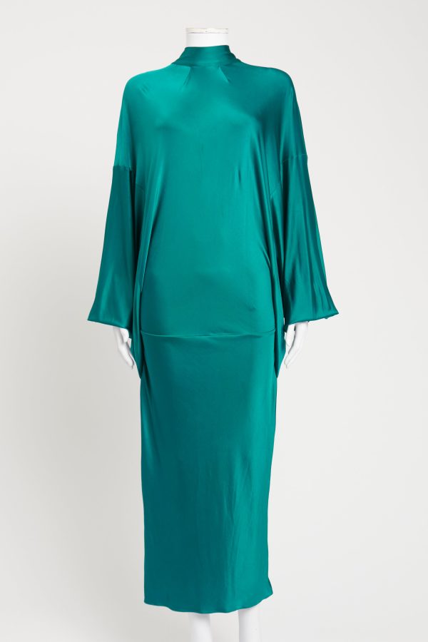 Teal Draped Preowned Midi Dress Online now