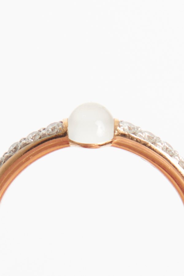 18K Rose Gold With Moonstone & Diamonds Preowned M Ama Non M Ama Ring Online Hot Sale