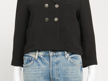 Black Preowned cropped Blazer With Ruthenium Buttons Fashion