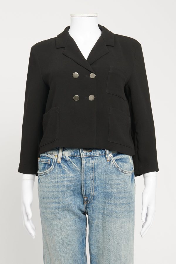 Black Preowned cropped Blazer With Ruthenium Buttons Fashion