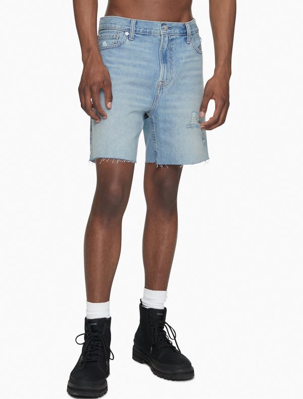 Calvin Klein Classic Fit Blake Distressed Cut-Off Jean Shorts - Men Online now