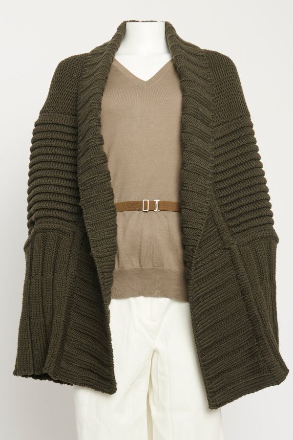 Wool Khaki Preowned Chunky Knit Hot on Sale