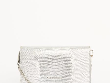 Silver Lizard Embossed Pandora Wallet On Chain Preowned Bag on Sale