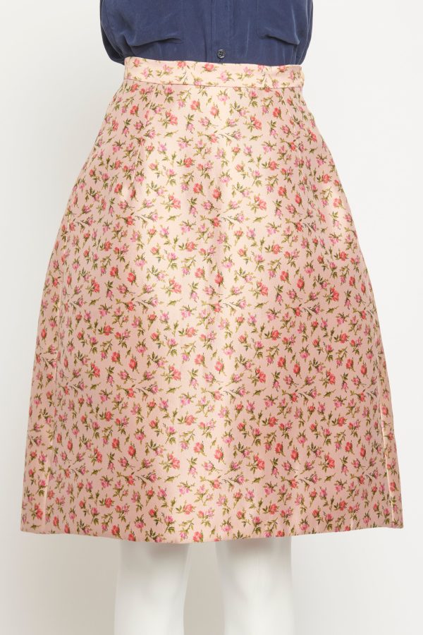 Wool and Silk Floral Preowned Skirt Online Sale