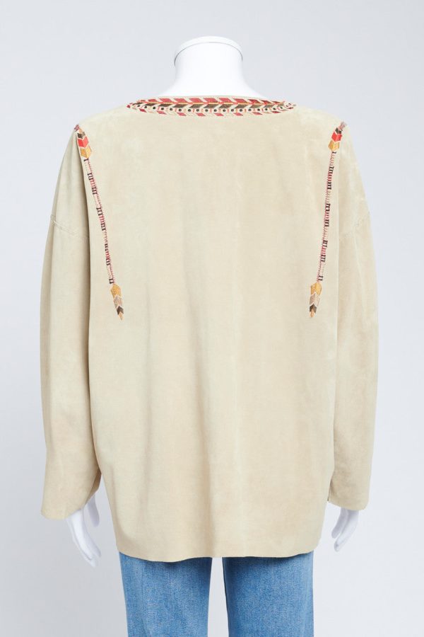 Sand Embroidered Suede Top Online Hot Sale