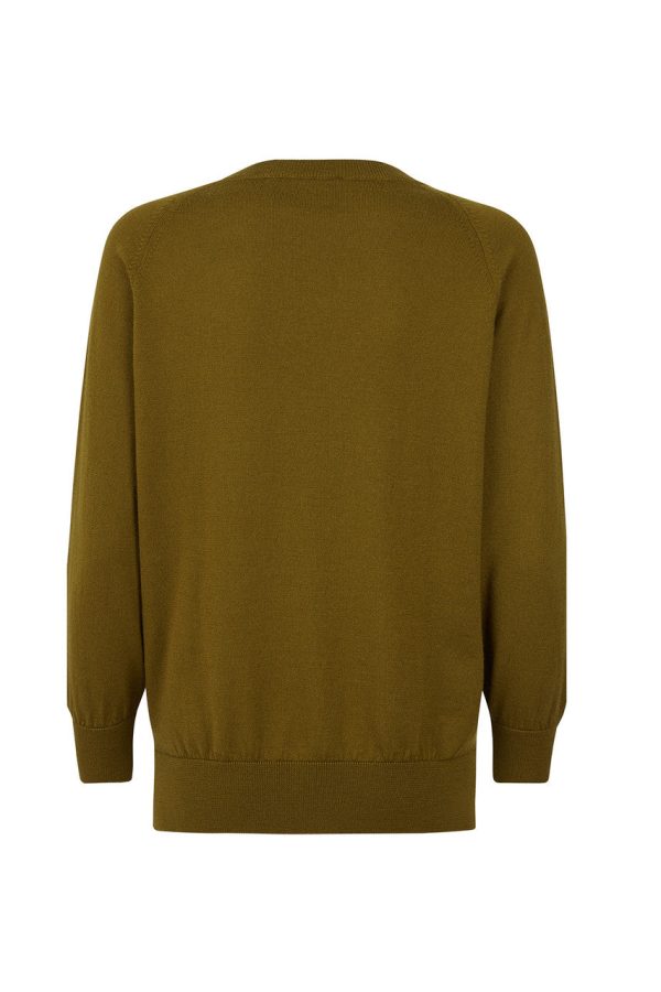 Khaki Long Sleeve Jumper with Front Pleat Detail Sale