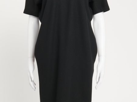 Black Wool Blend Preowned Midi Dress Fashion