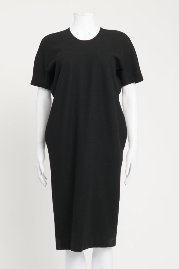 Black Wool Blend Preowned Midi Dress Fashion