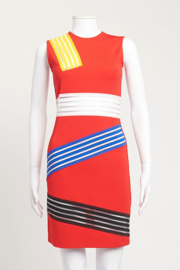 Red Stripe Colour Block Preowned Mini Dress Sale