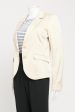 Cream Double Breasted Blazer with Curved Hem Fashion