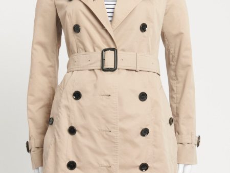 Beige Double Breasted Preowned Trench Coat Online Hot Sale