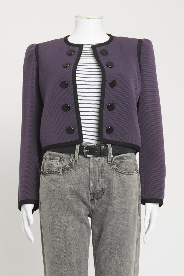 1980 s Purple Wool Blend Preowned Cropped Jacket Cheap