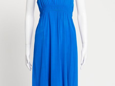 Blue Low Cut Lightweight Sleeveless Preowned Dress Fashion