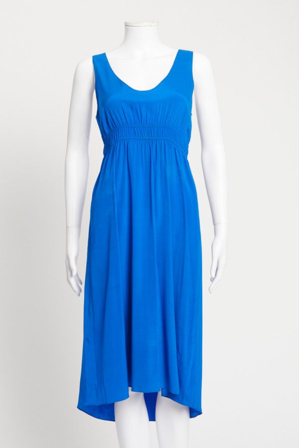 Blue Low Cut Lightweight Sleeveless Preowned Dress Fashion