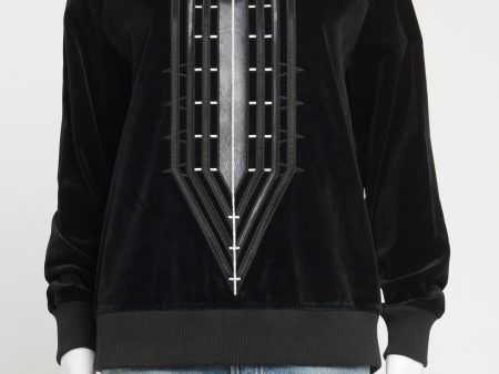 Black Velvet Preowned Embroidered Long Sleeved Top For Cheap