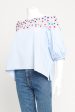 Blue Cotton Preowned Off the Shoulders Blouse Online Hot Sale