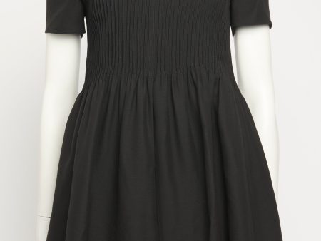 Black Wool Blend Preowned Pleated Playsuit Online