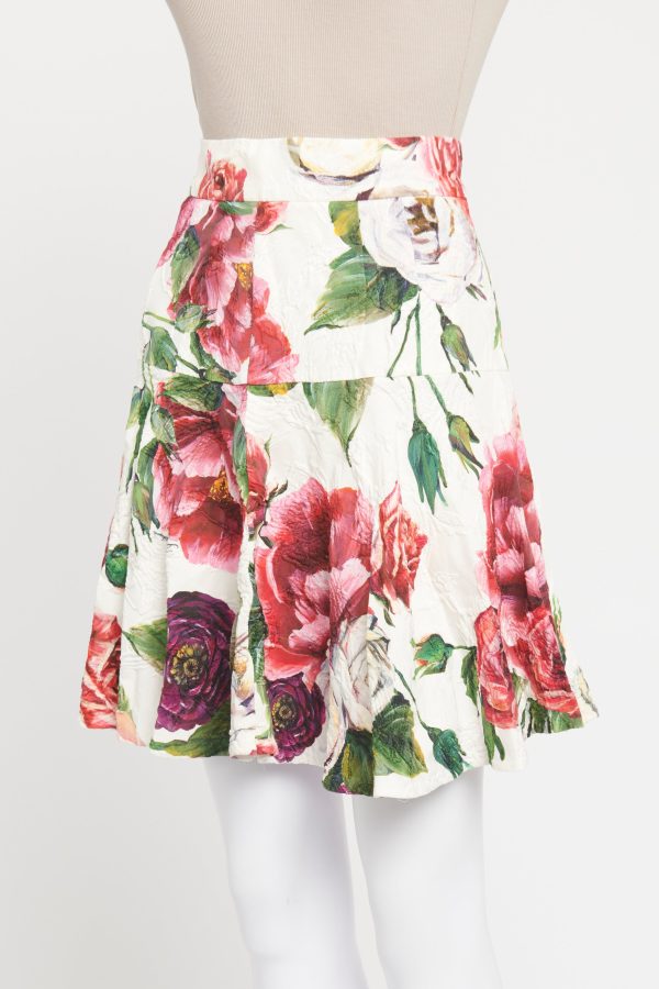 Floral Print Preowned Mini Skirt Online Hot Sale