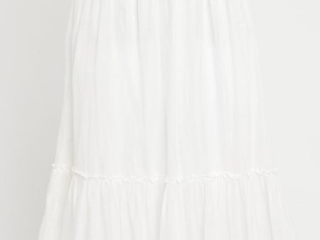 White Tiered Preowned Midi Skirt Online Sale