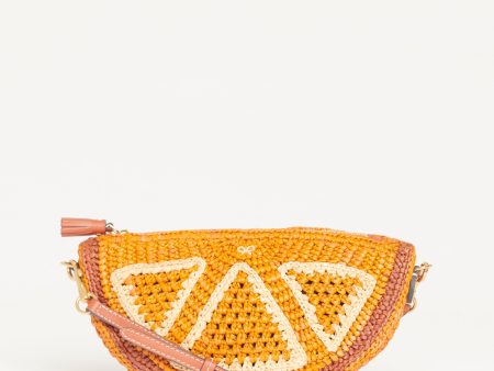 Orange Raffia Preowned Slice Crossbody Bag Online Sale