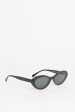 Black Acetate Preowned Oval Cat Eye Sunglasses For Cheap