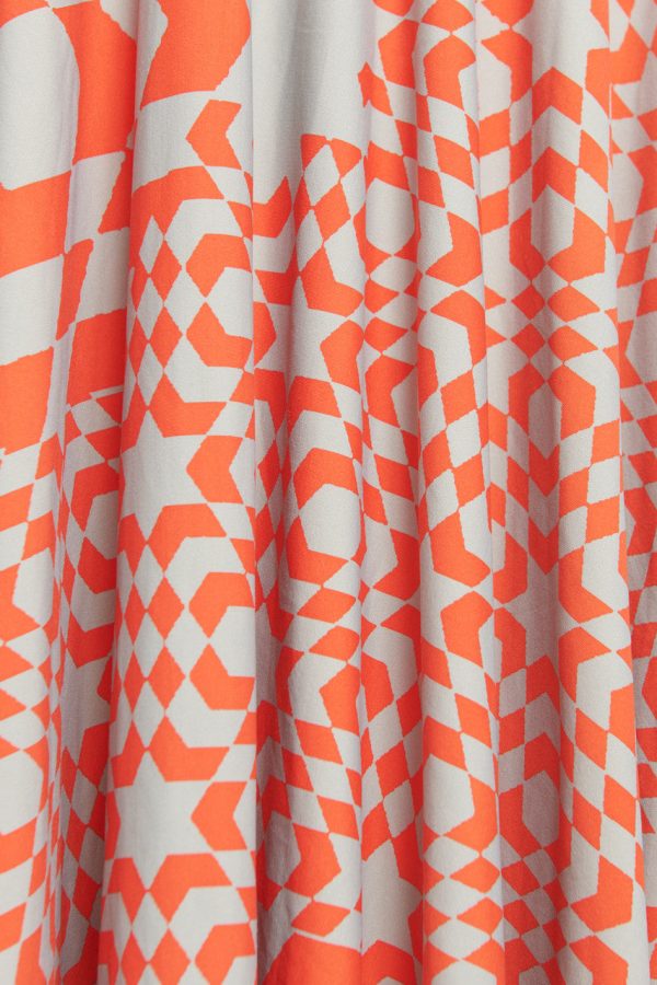 Orange and Grey Geometric Print Jersey Preowned Midi Dress Online now