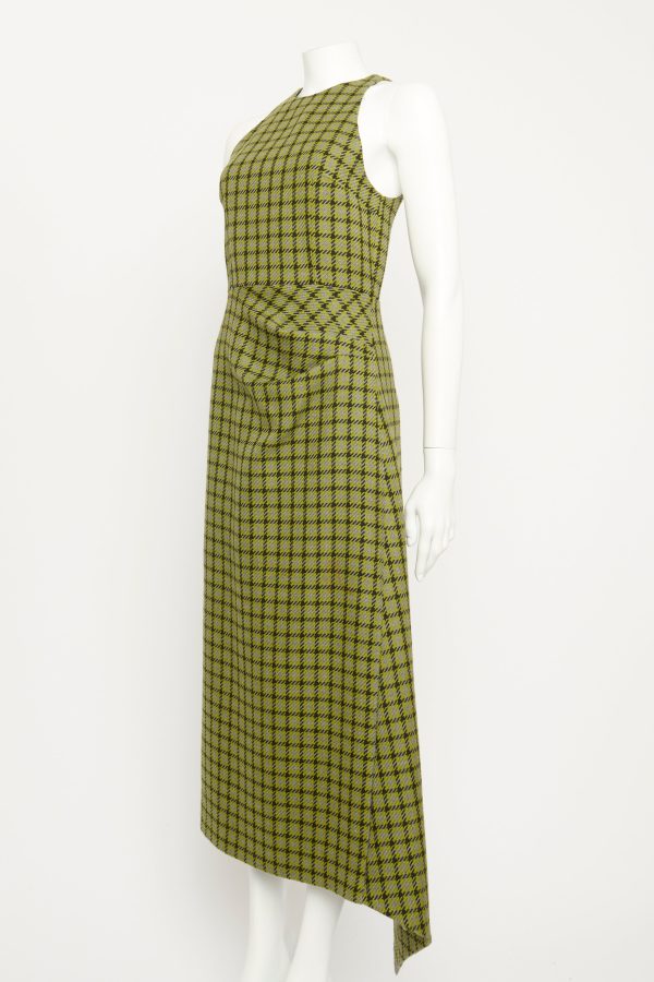 Yamuna Green Shetland Houndstooth Dress Cheap