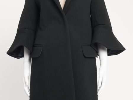 Black Wool Fluted Sleeve Preowned Coat Online