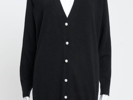 Black Cashmere Preowned Longline Cardigan With Pearl Buttons Discount