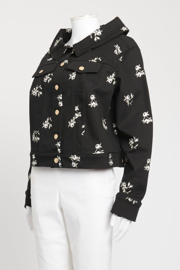 Black Cotton Jess Floral Preowned Jacket Supply