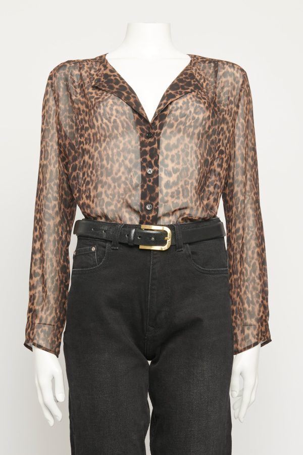 2015 Animal Print Silk Preowned Blouse Online Sale