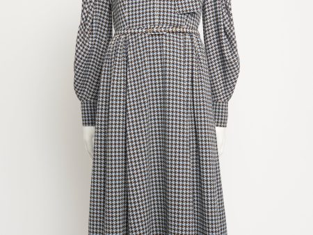 Houndstooth Mid Length Preowned Midi Dress Sale