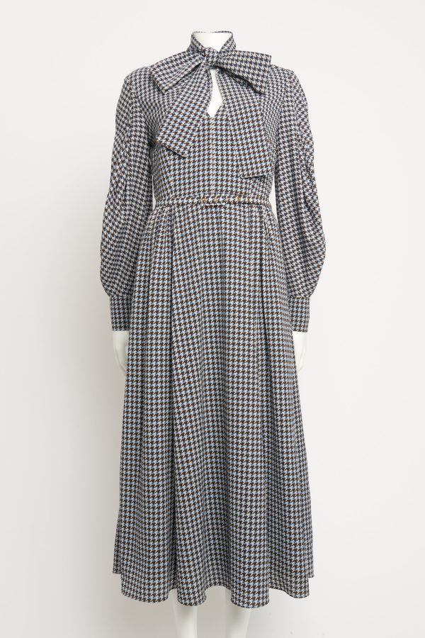 Houndstooth Mid Length Preowned Midi Dress Sale