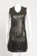 Black Leather Fringed Preowned Mini Dress Online now