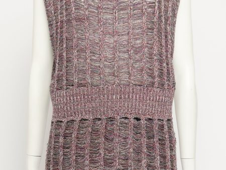 Purple Metallic Silk Blend Preowned Knitted Top Sale