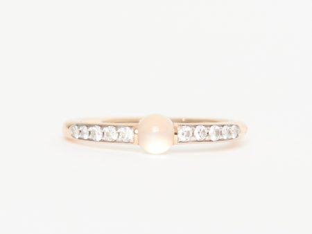 18K Rose Gold With Moonstone & Diamonds Preowned M Ama Non M Ama Ring Online Hot Sale