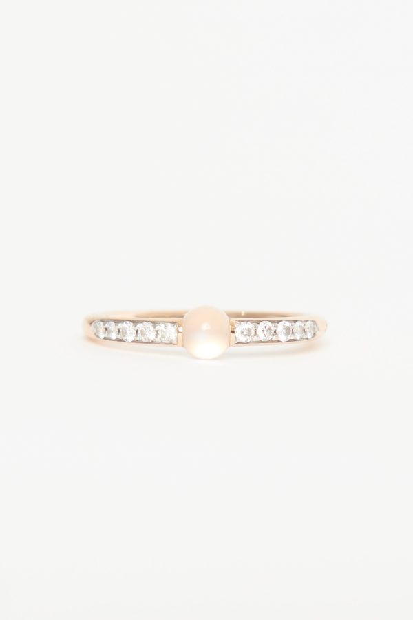 18K Rose Gold With Moonstone & Diamonds Preowned M Ama Non M Ama Ring Online Hot Sale