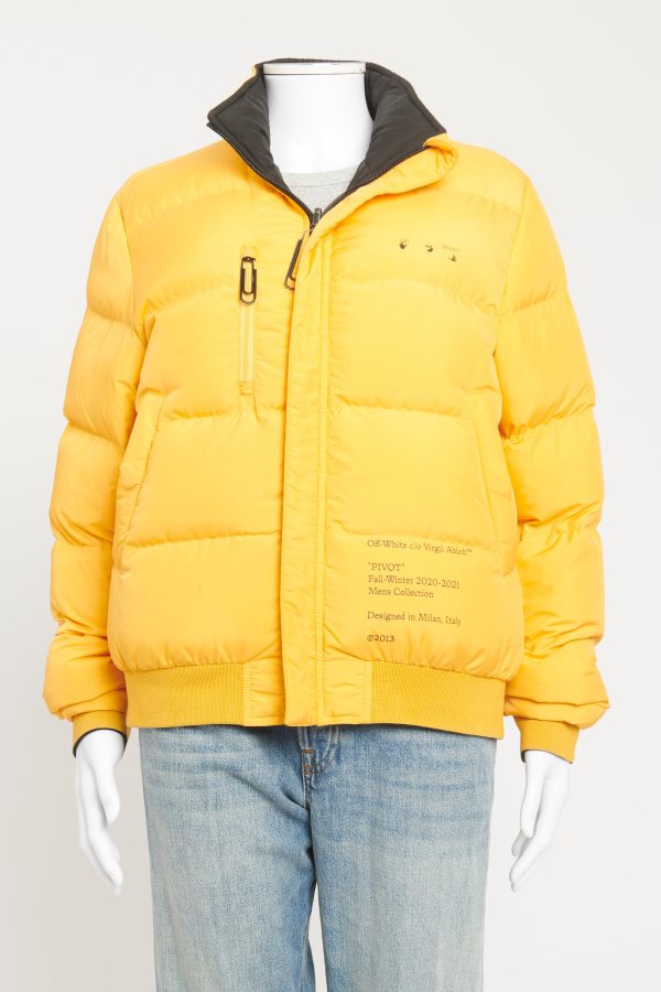 Black Yellow Reversible Pivot Puffer Preowned Jacket Sale